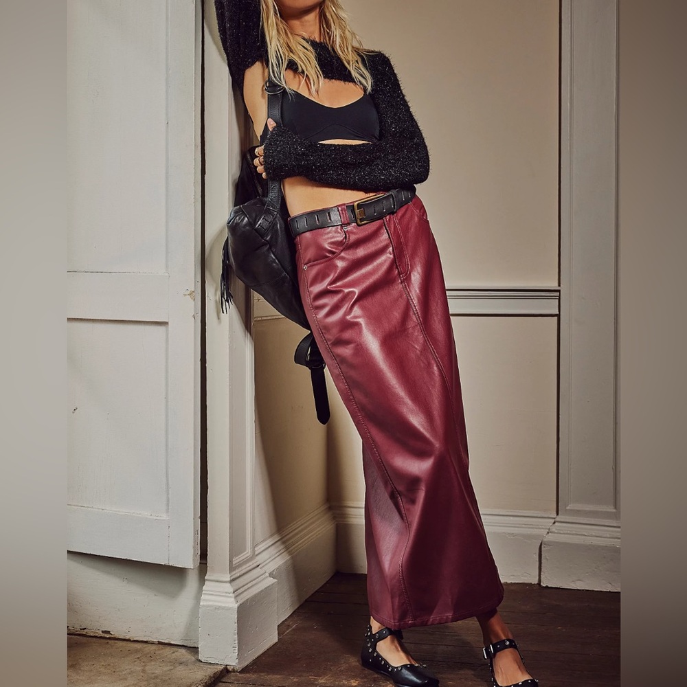 Free People City Slicker Faux Leather Skirt as 0